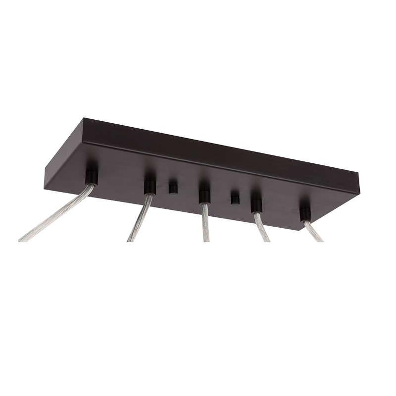 Woodbridge Lighting Alicia 5-Light Glass Linear Pendant in Walnut/Bronze/Opal