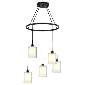 Woodbridge Lighting Alaina 5-Light Glass Chandelier in Bronze/Opal