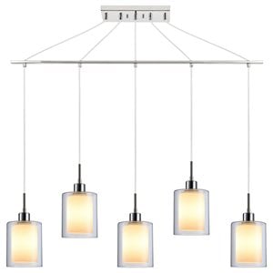 Woodbridge Lighting Alaina 5-Light Glass Linear Pendant in Chrome/Opal