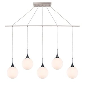Woodbridge Lighting Alicia 5-Light Glass Linear Pendant in Chrome/Nickel/Opal