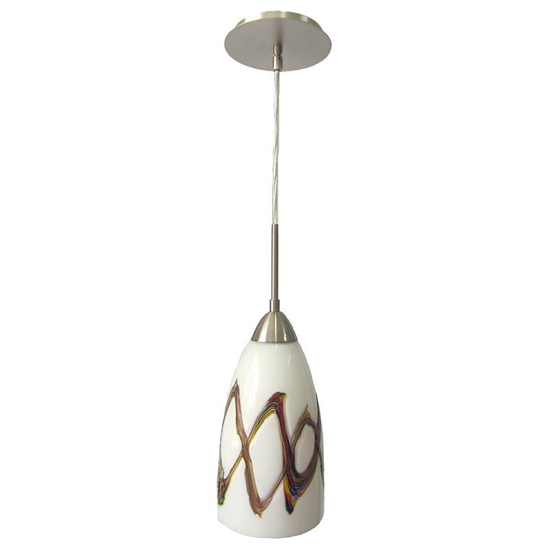 Woodbridge Lighting Art Glass 1-Light Mini-Pendant in Picasso/Satin Nickel