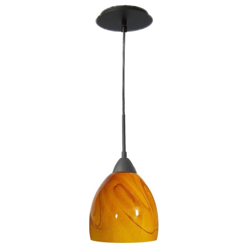 Woodbridge Lighting Art Glass 1-Light Mini-Pendant in Metallic Bronze/Sahara
