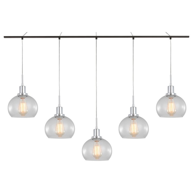 Woodbridge Lighting Austin 5-Light Glass Linear Pendant in Chrome/Bronze/Clear