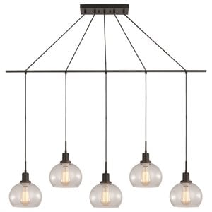 Woodbridge Lighting Austin 5-Light Glass Linear Pendant in Bronze/Clear Seedy