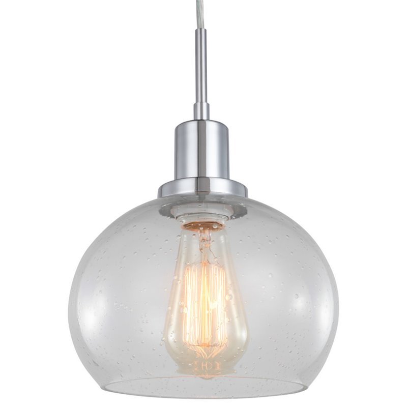 Woodbridge Lighting Austin 1-Light Glass Mini-Pendant in Chrome/Clear Seedy