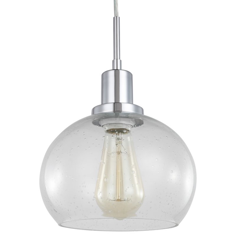 Woodbridge Lighting Austin 1-Light Glass Mini-Pendant in Chrome/Clear Seedy