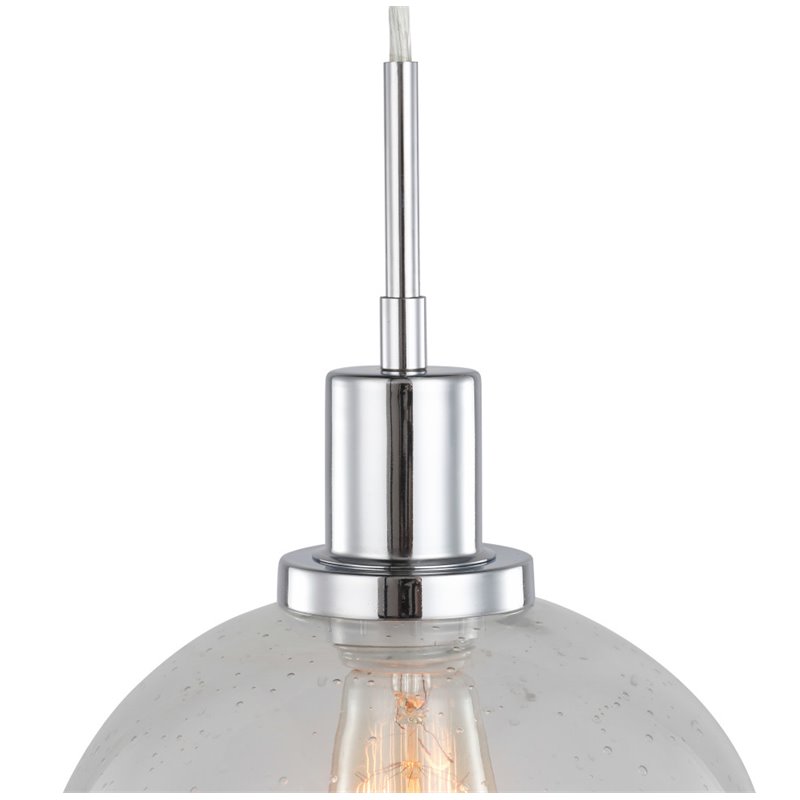 Woodbridge Lighting Austin 1-Light Glass Mini-Pendant in Chrome/Clear Seedy