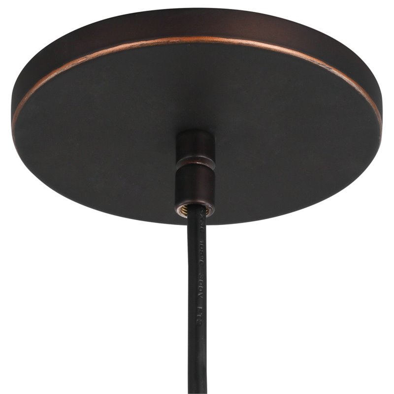 Woodbridge Lighting Austin 1-Light Glass Mini-Pendant in Bronze/Clear Seedy
