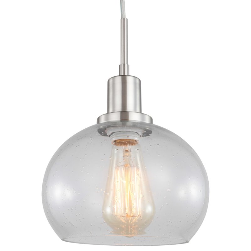 Woodbridge Lighting Austin 1-Light Glass Mini-Pendant in Satin Nickel/Clear