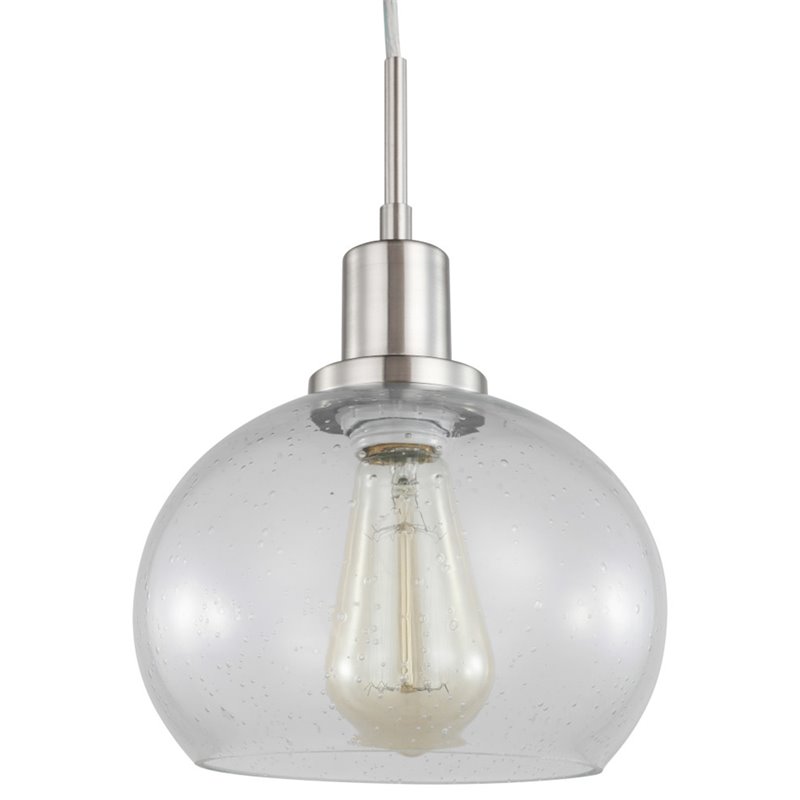 Woodbridge Lighting Austin 1-Light Glass Mini-Pendant in Satin Nickel/Clear