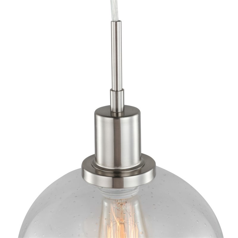Woodbridge Lighting Austin 1-Light Glass Mini-Pendant in Satin Nickel/Clear