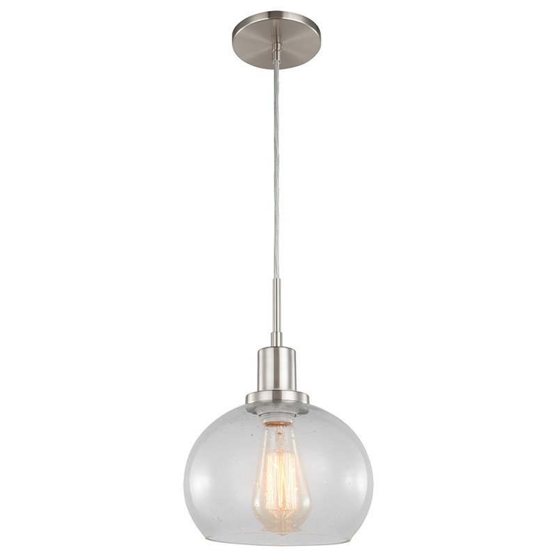 Woodbridge Lighting Austin 1-Light Glass Mini-Pendant in Satin Nickel/Clear