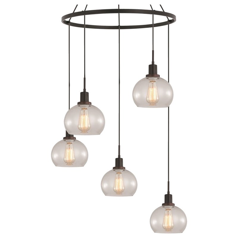 Woodbridge Lighting Austin 5-Light Glass Chandelier in Bronze/Clear Seedy