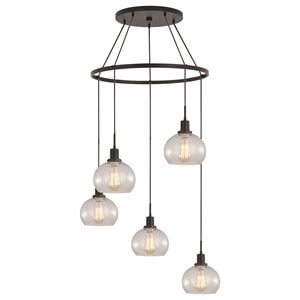 Woodbridge Lighting Austin 5-Light Glass Chandelier in Bronze/Clear Seedy