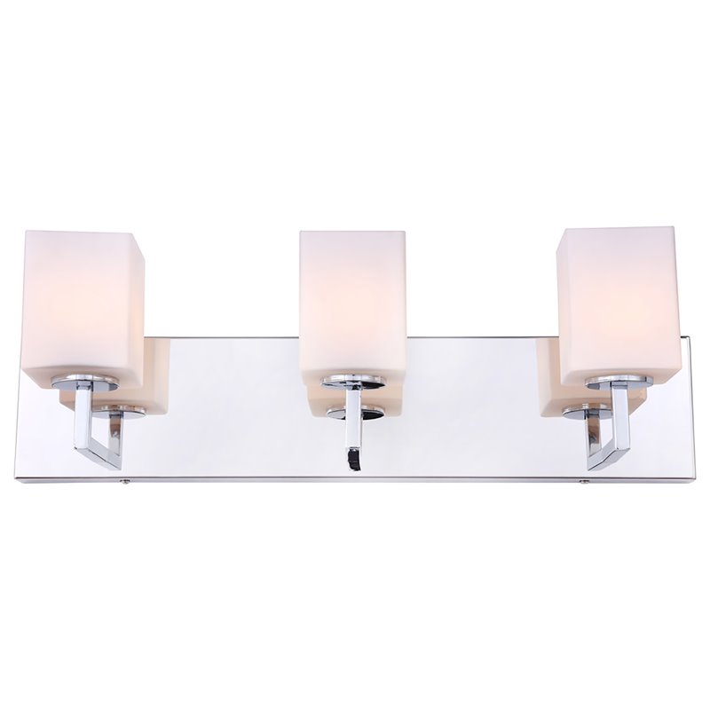 Woodbridge Lighting Candice 3Lt Glass Bath Light in Chrome/Opal Square