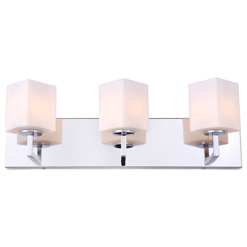 Woodbridge Lighting Candice 3Lt Glass Bath Light in Chrome/Opal Square