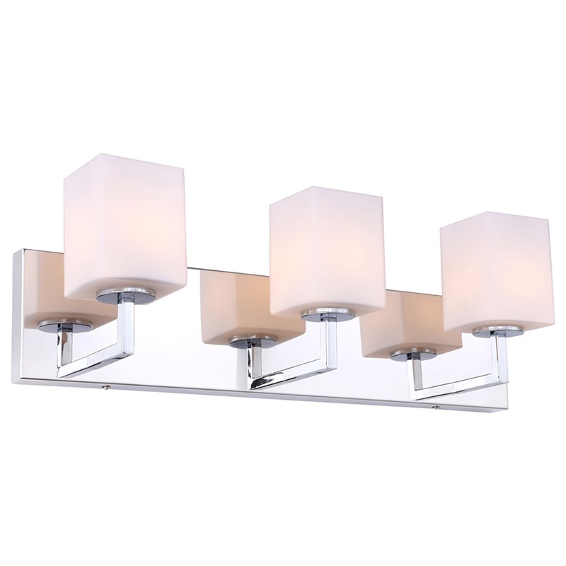 Woodbridge Lighting Candice 3Lt Glass Bath Light in Chrome/Opal Square