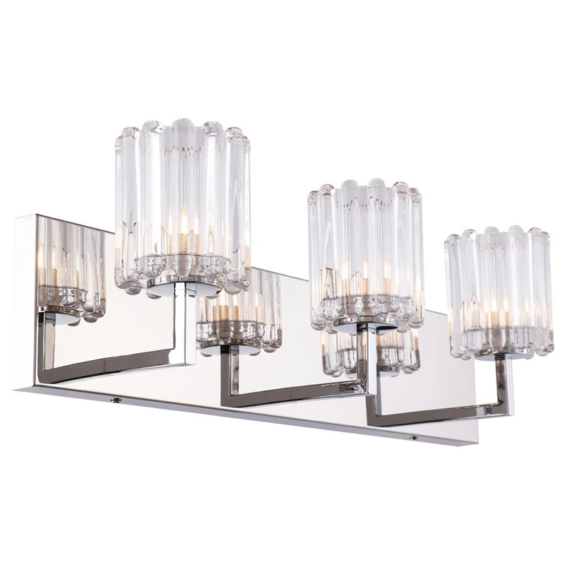 Woodbridge Lighting Candice 3Lt Glass Bath Light in Chrome/Swizzle Stick