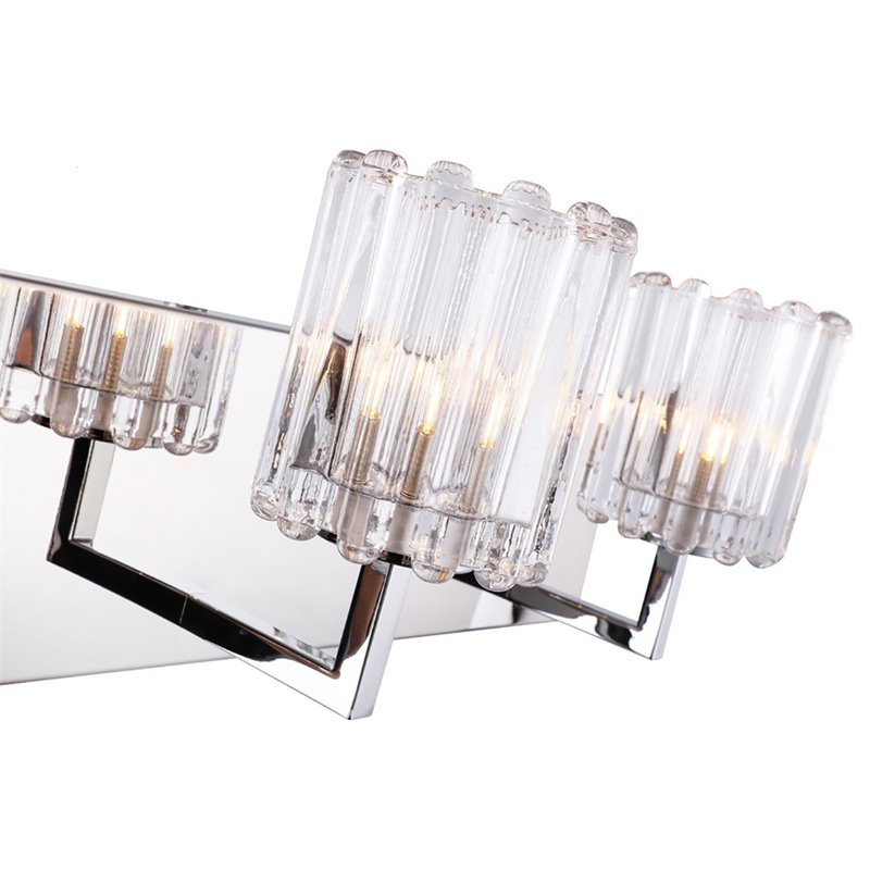 Woodbridge Lighting Candice 3Lt Glass Bath Light in Chrome/Swizzle Stick