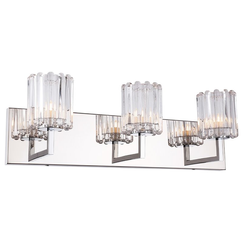 Woodbridge Lighting Candice 3Lt Glass Bath Light in Chrome/Swizzle Stick