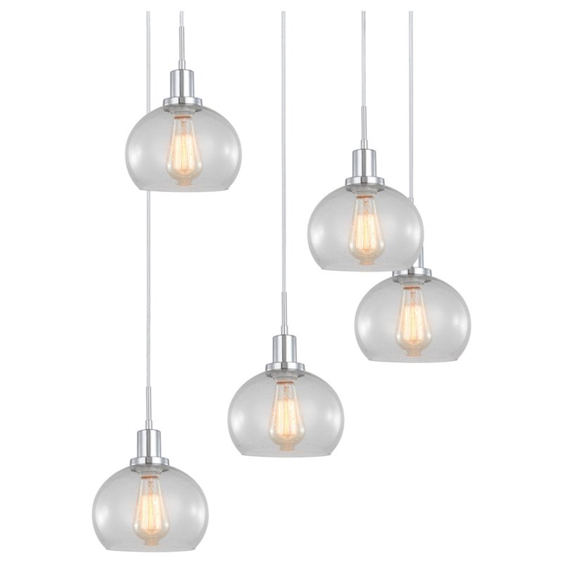 Woodbridge Lighting Austin 5-Light Glass Chandelier in Chrome/Clear Seedy