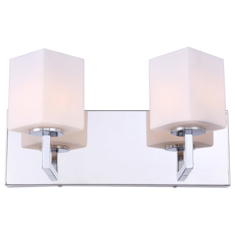 Woodbridge Lighting Candice 2Lt Glass Bath Light in Chrome/Opal Square