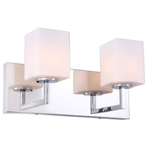 Woodbridge Lighting Candice 2Lt Glass Bath Light in Chrome/Opal Square