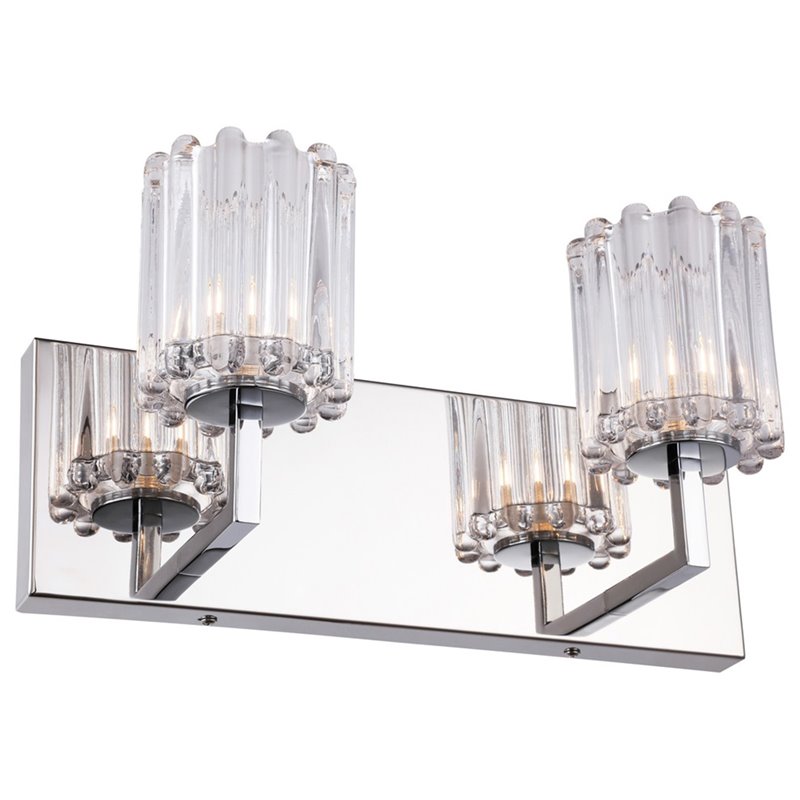 Woodbridge Lighting Candice 2Lt Glass Bath Light in Chrome/Swizzle Stick