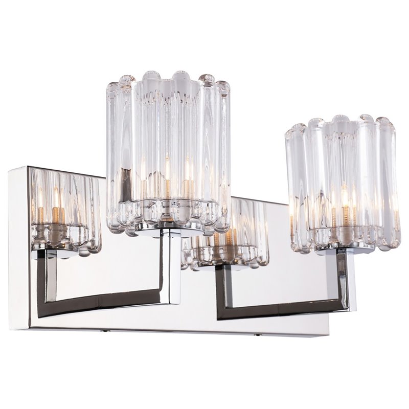 Woodbridge Lighting Candice 2Lt Glass Bath Light in Chrome/Swizzle Stick