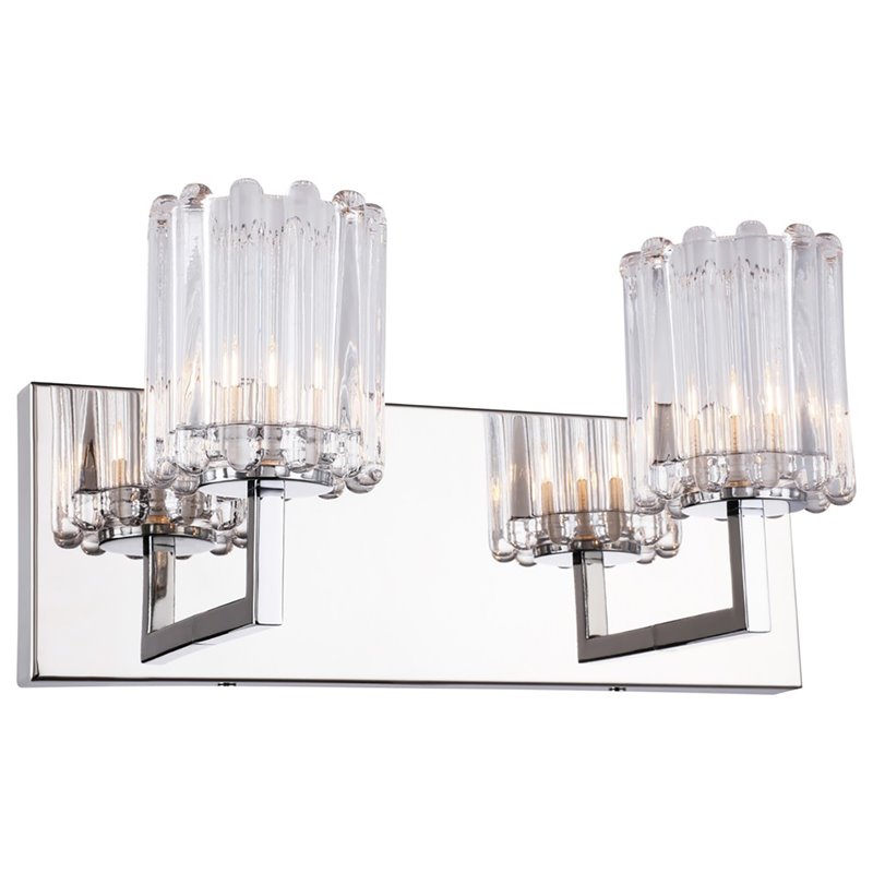Woodbridge Lighting Candice 2Lt Glass Bath Light in Chrome/Swizzle Stick