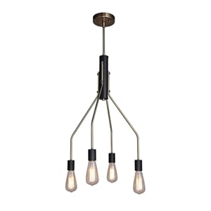 Woodbridge Lighting Bentley 4-Light ST64 Metal Chandelier in Brass/Black