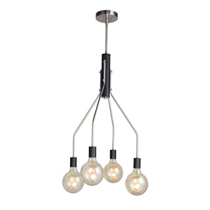 Woodbridge Lighting Bentley 4-Light G125 Metal Chandelier in Satin Nickel/Black