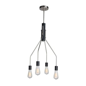 Woodbridge Lighting Bentley 4-Light ST64 Metal Chandelier in Satin Nickel/Black