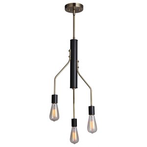 Woodbridge Lighting Bentley 3-Light ST64 Metal Chandelier in Brass/Black