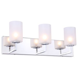 Woodbridge Lighting Elise 3-Light Glass Bath Light in Chrome/Opal Cylinder