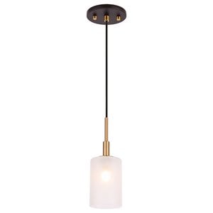 Woodbridge Lighting Elise 1-Light Glass Mini-Pendant in Brass/Bronze/Opal