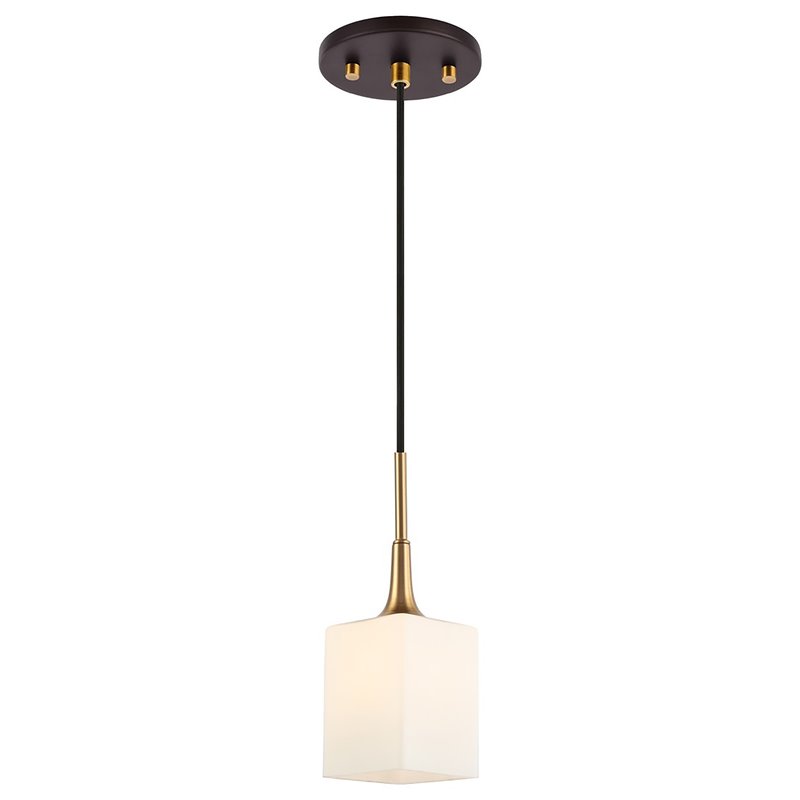 Woodbridge Lighting Chelsea 1Lt Glass Mini-Pendant in Brass/Bronze/Opal