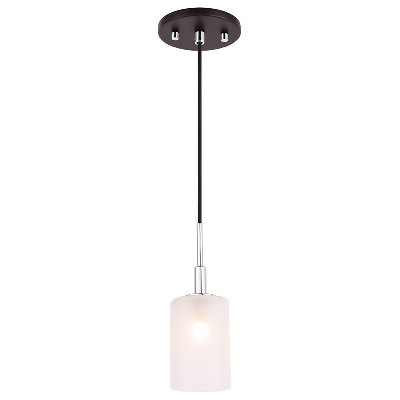 Woodbridge Lighting Elise 1-Light Glass Mini-Pendant in Chrome/Bronze/Opal