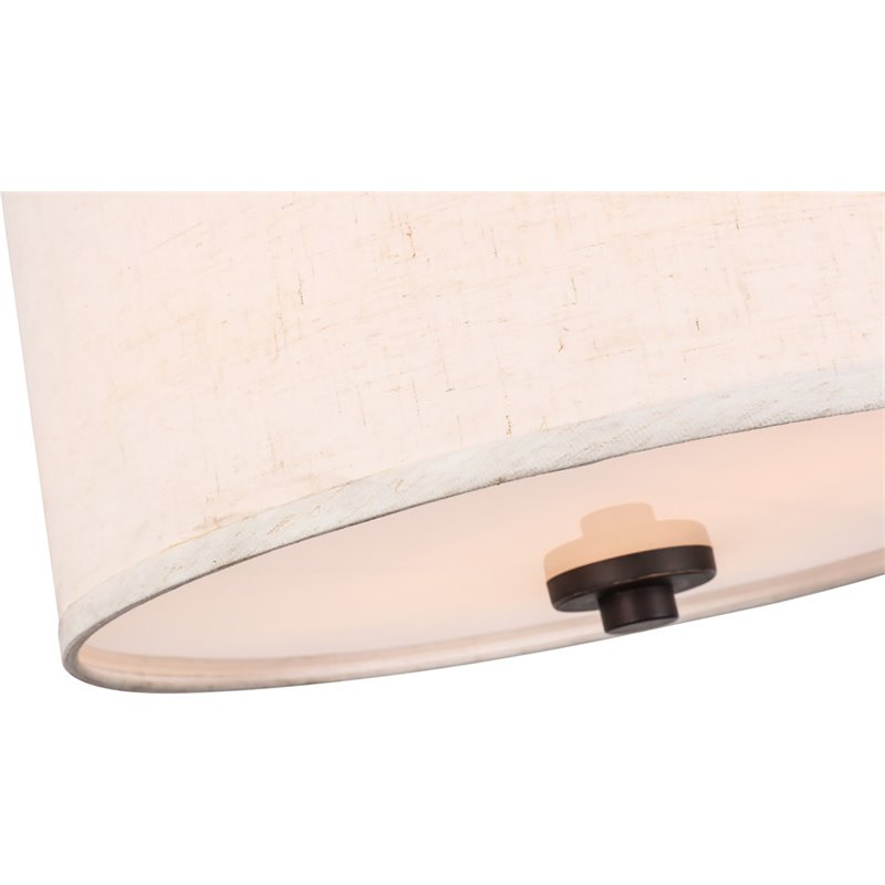 Woodbridge Lighting Drum 3-Light Fabric LED Semi-Flush Mount in Bronze/White
