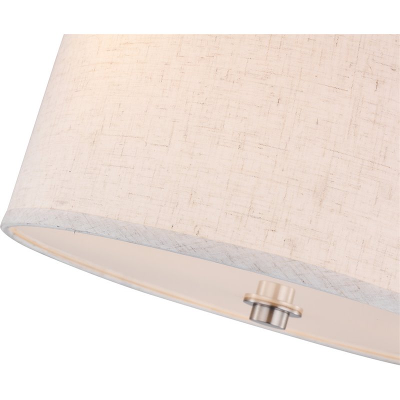 Woodbridge Lighting Drum 3-Light Fabric LED Semi-Flush Mount in Nickel/White