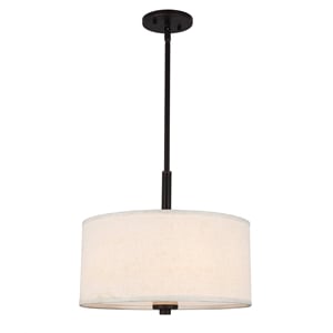Woodbridge Lighting Drum 3-Light Fabric Pendant in Bronze/White