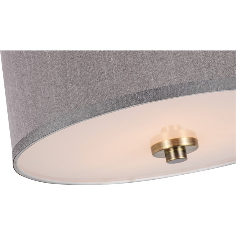 Woodbridge Lighting Drum 3-Light Fabric Pendant in Brass/Gray