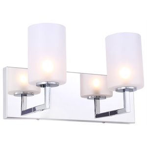 Woodbridge Lighting Elise 2-Light Glass Bath Light in Chrome/Opal Cylinder