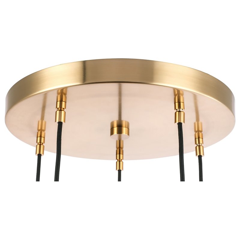 Woodbridge Lighting Fulton G125 5-Light Metal Cluster Pendant in Antique Brass
