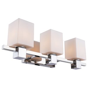 Woodbridge Lighting Langston 3Lt Glass Bath Light in Chrome/Opal Square