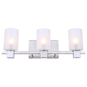 Woodbridge Lighting Langston 3Lt Glass Bath Light in Chrome/Opal Cylinder