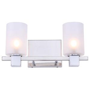 Woodbridge Lighting Langston 2Lt Glass Bath Light in Chrome/Opal Cylinder