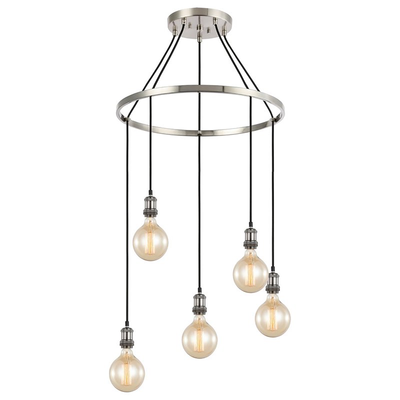 Woodbridge Lighting Fulton G125 5-Light Metal Chandelier in Antique Nickel