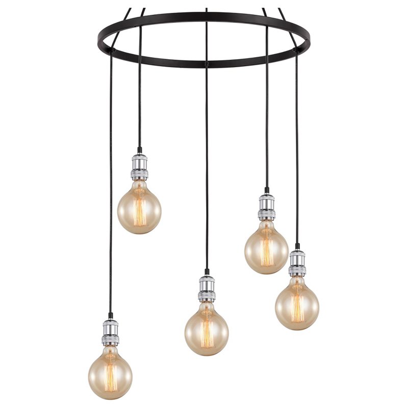 Woodbridge Lighting Fulton G125 5-Light Metal Chandelier in Chrome/Bronze