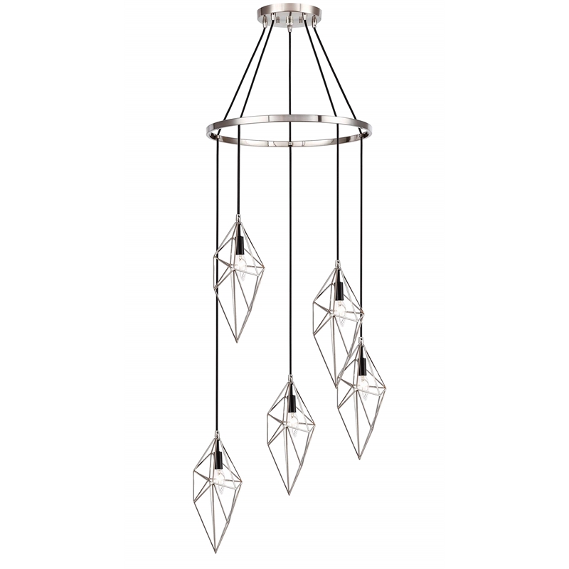 Woodbridge Lighting Lanning 5-Light Metal Chandelier in Satin Nickel